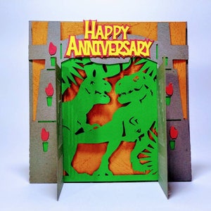 SVG Template Cricut Happy Anniversary Card Cricut Tyrannosaurus Rex Dinosaurs Greeting Card Jurassic Laser Silhpuette Cameo anniversary gift