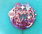 Happy Holidays Christmas SVG Cricut Circular Frame Cut Files Layered svg Cake TOPPER Clipart Decor Papercut Silhouette Cameo Laser Cut DXF