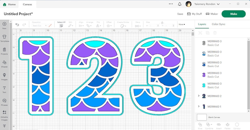 Number Layer Template Computer Numbers 0 to 9 MERMAID Layered SVG Cut File 5 Layers Templates Numbers ...