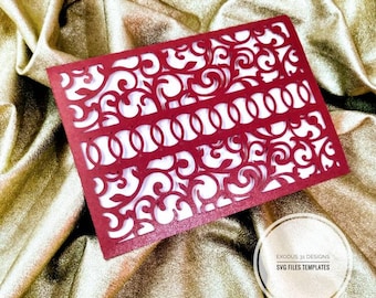 5x7 SVG Laser Cut Wedding Invitation Pocket Card Cricut Cut File Silhouette Cameo arabesques damask swirly Template Cut File with Envelope
