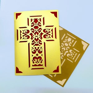 Laser Cut SVG Cricut Files Cross Baptism First Communion Folder Insert Card Invitation Easter Card Passover Memorial Card Silhouette Cameo