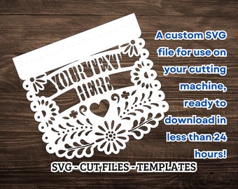 Custom cut file SVG Papel Picado Banner SVG format template ready to use on your cutting machine Cricut, Silhouette Cameo, Laser Cut