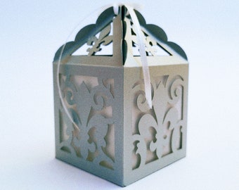 SVG Template Wedding favor box  Cricut Cut File Fleur de Lis Box Romantic Dinner Decor Centerpiece Silhouette Cameo Laser Cut wedding favors
