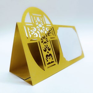 Marque-place Fichiers SVG Coupe Cricut Croix baptême Première Communion Décoration de table Carte Invitation Pâques Pâque Silhouette Camée Découpé Au Laser