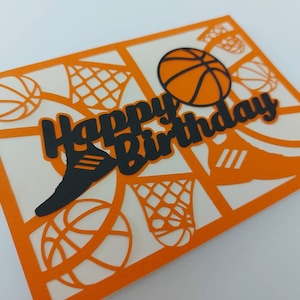 Basketball Happy Birthday Boy Karte SVG Cricut Cut Datei Laser Cut Vorlagen Silhouette Cameo Geburtstag Papa Karte Liebhaber Geschenk für ihn Geburtstag