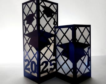 Set 2 SVG Lantern Templates 3D Class of 2025 Senior 2025 Cricut Files Silhouette Laser Cut Graduation 2025 SVG Decor Luminaries Centerpiece