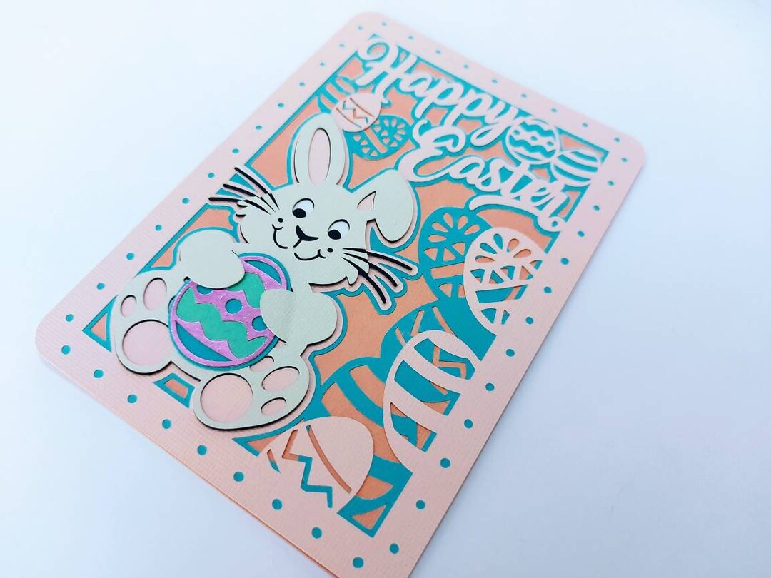 Happy Easter Layered SVG Card Easter Bunny Cricut Silhouette Cameo ...