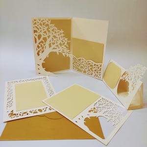 5 x 7インチ SVG Cricut レーザーカット ツリー 結婚式招待状 カップルツリー 三つ折りカード Cricut カットファイル カップル ラブ ツリー シルエット カメオ ダイカット カード