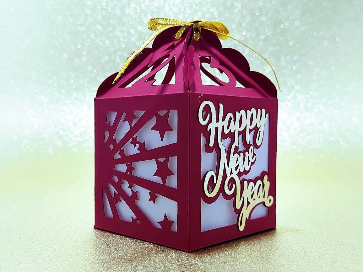 Happy New Year 2025 Favor Box SVG Cut Files Templates Christmas