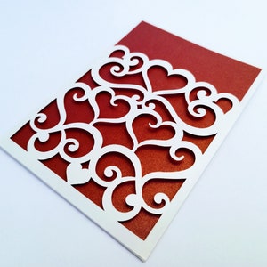 SVG Invitation Holder template Wedding Invitation Anniversary Card Hearts Swirls svg Cut Files Sleeve Card Cut Files Cricut Silhouette Cameo