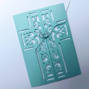 Fichiers SVG Cricut découpés au laser croix baptême première communion porte pli carte invitation Pâques carte Pessa'h Memorial Card Silhouette camée fichiers