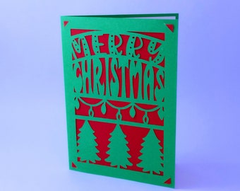 File di taglio SVG Cricut Modello biglietti di Natale Regali di Buon Natale Taglio laser Silhouette Cameo Cartella invernale Scheda Albero di Natale file di taglio