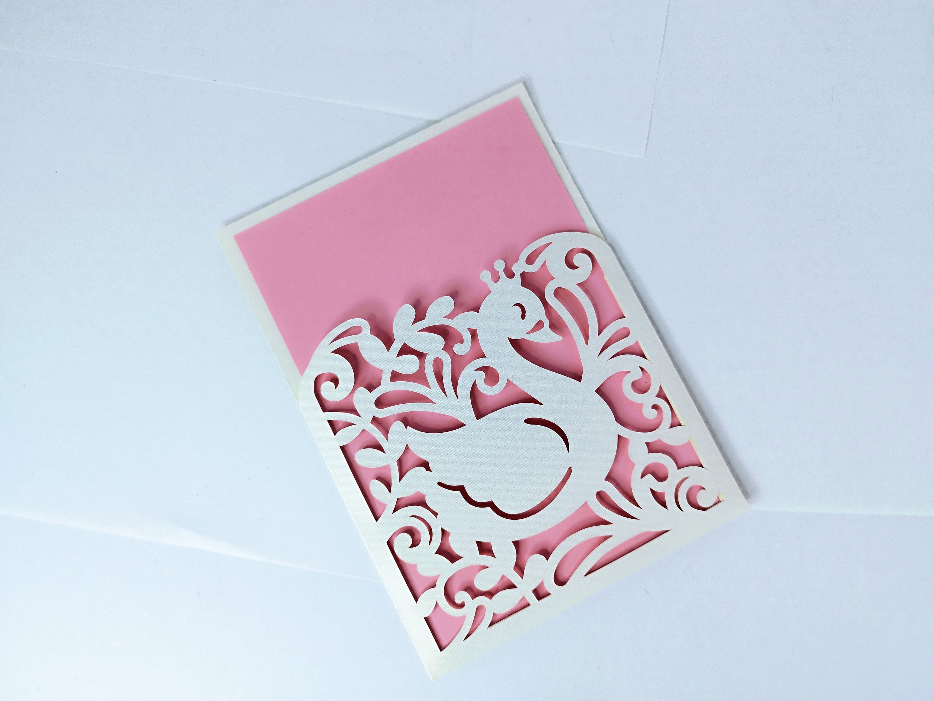 Swan Card SVG Invitation Baby Shower Baby Swan Baptism Card Template ...