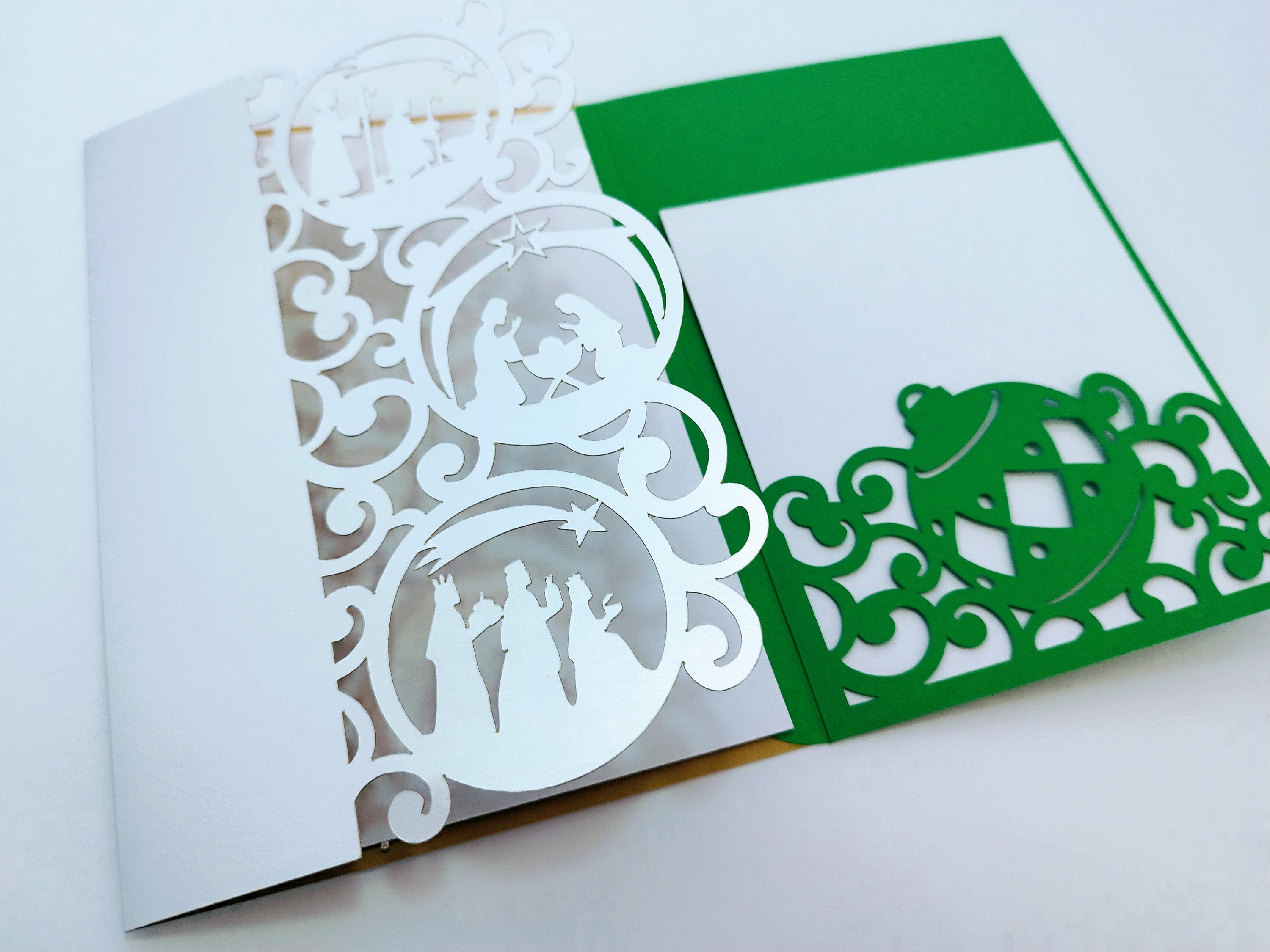 SVG Tri Fold Pocket Card Template 5x7 Inch Christmas Nativity Card ...