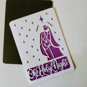 SVG Oh Holy Night julkort Cricut Cut filmappkort, mallar Jesu födelsedag Belen julsilhuett cameo laserskuren bild 8