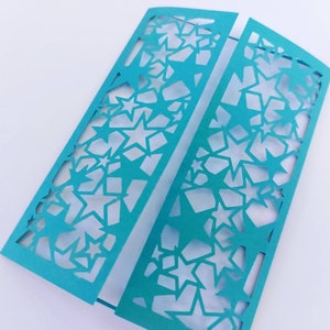 Stars Gate Fold Card SVG Cricut Cut File Star template Birthday Card Stars Sweet Sixteen Card Star Theme Card Silhouette Cameo Brother Laser