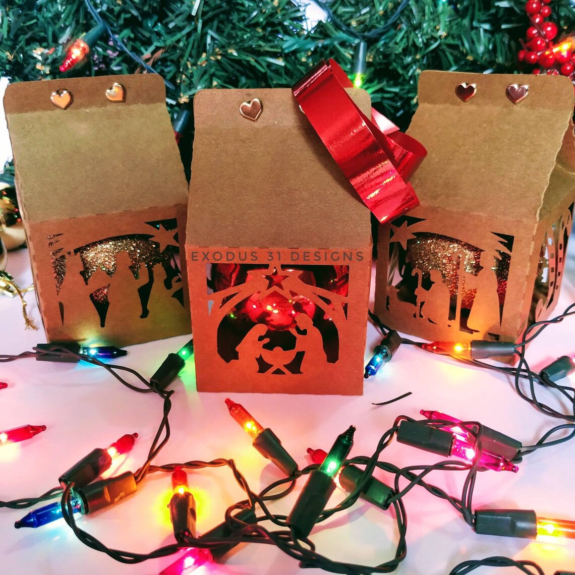 Christmas Ornament Box SVG 3 Templates Round Ball Manger Favor Etsy