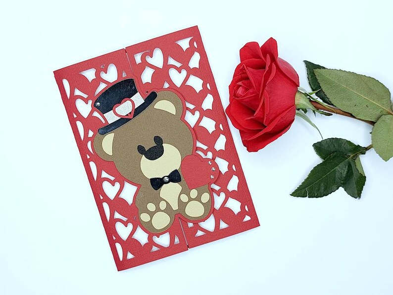 Bundle Valentine's Day Svg Set 3 Card Cricut SVG Layered Cut Files Bear ...
