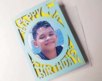 Happy Birthday Card Cricut SVG cut file svg folder card customizable photo or image Card Laser Cut Silhouette Cameo templates svg cut file