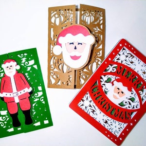 File SVG Babbo Natale MODELLI Cricut Merry Christmas Layered Card Lettera di Natale da Babbo Natale Fiocchi di neve Taglio laser Silhouette Cameo DXF