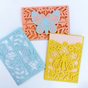 Butterfly Cards 3 Templates SVG Cut Files Cricut Birthday Butterflies Bundle Spring Laser Cut Gate Fold Card Silhouette Cameo Antique Lace