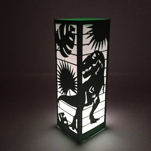 Lantern SVG Cricut Template Tyrannosaurus Rex Dinosaurs Room Decor Birthday Party Luminaries Jurassic Centerpiece Laser Cut Silhouette Cameo