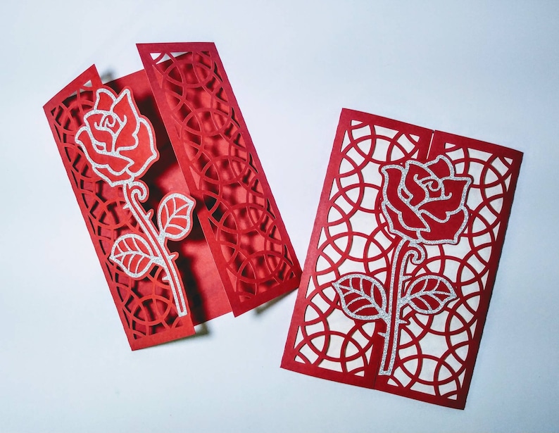 SVG Cricut Laser Cut Invitation Roses Template Enchanted Rose Etsy