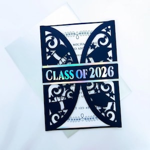 Class of 2026 Graduation Card SVG Template, Gate Fold Invitation (Digital Download) Cricut Cut File Senior Silhouette Cameo Laser