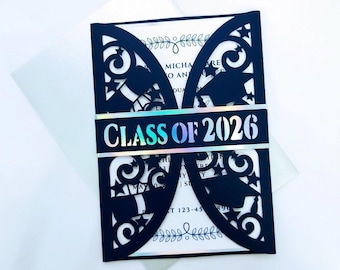 Szablon SVG karty ukończenia szkoły w 2026 roku, zaproszenie składane w bramę (do pobrania cyfrowego) Plik Cricut Cut Senior Silhouette Cameo Laser