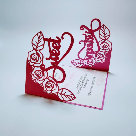 Download Svg Templates Sweet Sixteen Gate Fold Invitation 16th Birthday Etsy