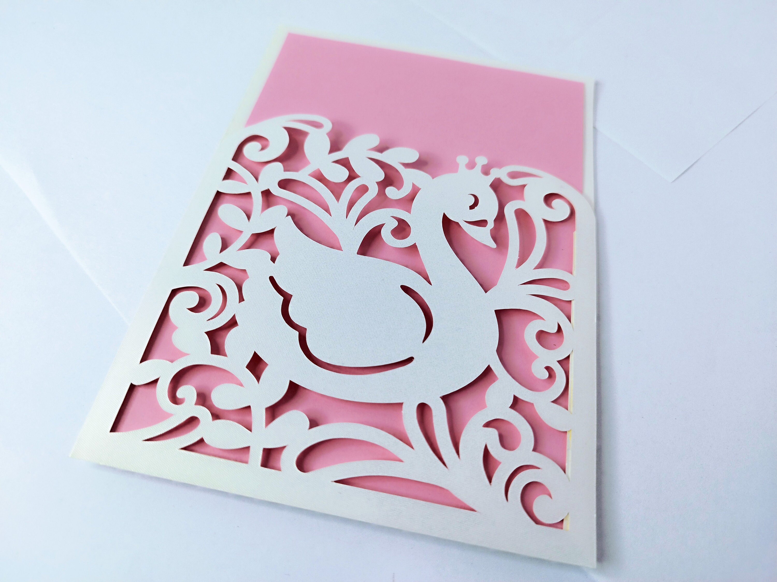 Swan Card SVG Invitation Baby Shower Baby Swan Baptism Card Template ...
