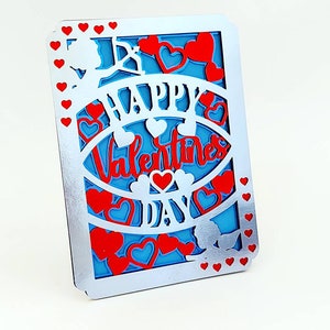 Valentijnsdag kaart Cricut SVG gelaagde gesneden bestand Cupido engel vleugels svg Saint Valentin Day Card Valentijnsdag kaart lasergesneden Silhouette cameo