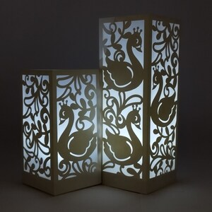 Swan Paper Lantern SVG  Baby Shower baby swan Cut File Cricut cute Swan Luminaries Laser Cut Silhouette Cameo Gender Reveal party shadow box