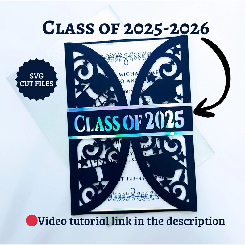 SVG Graduation Invitation Card Class of 2025 Cricut Cut File Gate Fold ...