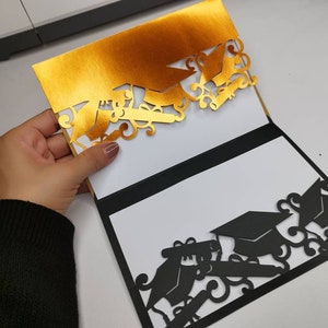 Cartão de convite de formatura SVG Classe de 2025 SVG Cricut Arquivo de corte sênior Tri Fold Cartão de felicitações de bolso Sênior 2025 Silhouette Cameo Corte a laser
