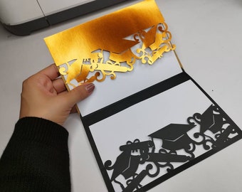 SVG Graduation Invitation Card Class of 2026 Cricut Senior announcement Cut File Tri Fold Pocket greeting Senior Silhouette Cameo Laser