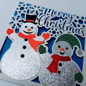 SVG Christmas Cards Snowman Cut File Cricut Templates Snowman Merry Christmas Gifts Laser Cut Silhouette Cameo DXF Christmas With Friends ai