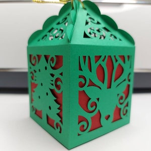 SVG Cricut Dateien Weihnachtsbox Baum Rentier Favor Box Geschenkbox Vorlage Silhouette Cameo Laser Cut Geschenk Frohe Weihnachten Box Cricut Maker