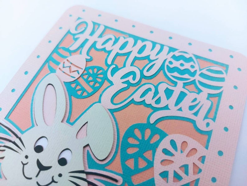 Happy Easter Layered SVG Card Easter Bunny Cricut Silhouette Etsy