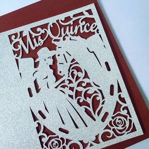 SVG Laser Cut Invitation Template MIS QUINCE Folder Card Cricut Girl Horse Roses Cricut Mexican Quinceanera Charra Card Silhouette Cameo 15 image 7