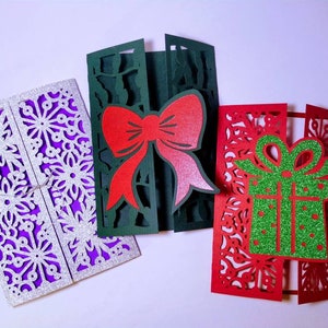 Cricut Bundle SVG Weihnachtskarten Dateien Vorlagen Cricut Silhouette Cameo Laser Cut Frohe Weihnachten Schleife Geschenke Schneeflocke Cricut Weihnachten SVG