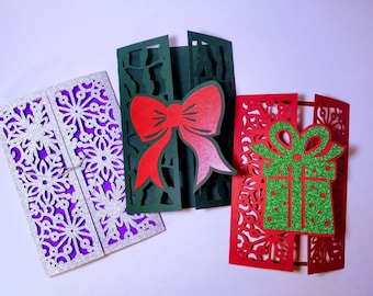 Cricut Bundle SVG Weihnachtskarten Dateien Vorlagen Cricut Silhouette Cameo Laser Cut Frohe Weihnachten Schleife Geschenke Schneeflocke Cricut Weihnachten SVG