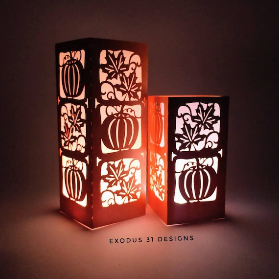 Download Set 2 Svg Lantern Template 3d Thanksgiving Dinner Decor Autumn Etsy