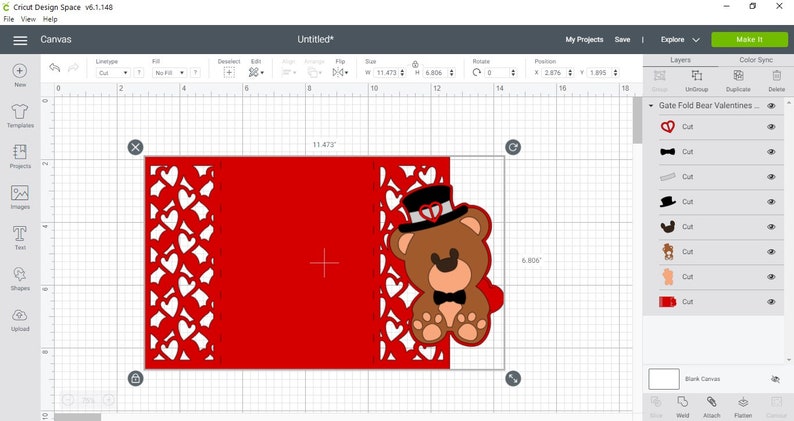 Bundle Valentine's Day Svg Set 3 Card Cricut SVG Layered Cut Files Bear ...
