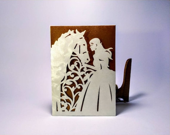 Download Svg Laser Cut Envelope Girl Horse Invitation Template Cricut Etsy