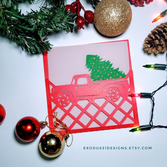 Download Free Svg Files Templates Christmas Card Truck Tree Cricut Etsy SVG DXF Cut File
