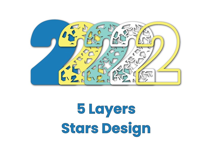 Number Layer Template Computer Numbers 0 to 9 Stars Layered SVG Cut File 5 Layers Templates Numbers ...