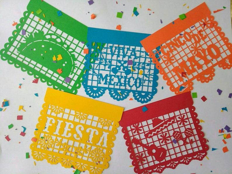 5 SVG PAPEL PICADO Коко Cut Файлы Шаблоны Cricut мексиканской 1 - изображен...