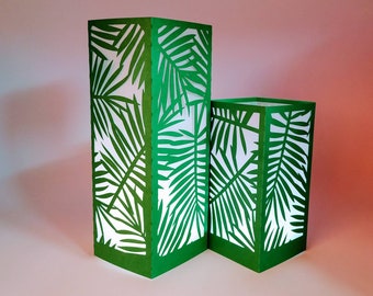 SVG Template Palm Tree Lantern Centerpiece Cricut  beach wedding  Cut File Tropical Leaves Beach Summer Party Decor Laser Silhouette Cameo
