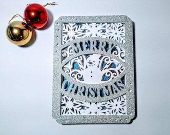 Layered Christmas Card SVG: Snowman Mandala Cut Files (Digital Download)